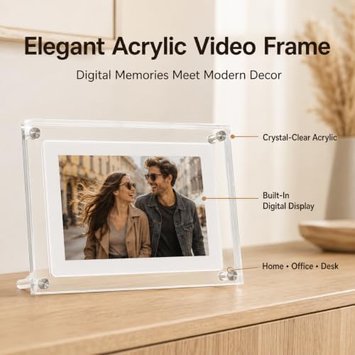 7 Inch Acrylic Video Picture Frame, 8GB Digital Video Frame with Sound and Loop Playback, No WiFi or App Needed, Desktop Display Gift for Family, Couples, Pets and Home Decor - Image 6