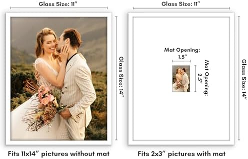 Americanflat 11x14 Picture Frame - Matted to 2x3 - Slim Molding - White - Image 2