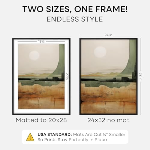 Homeforia 24x32 Black Oak Poster Frame, High-End Wood, 20x28 Mat, Glass - Image 2