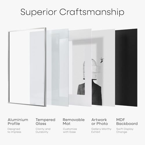 Homeforia 11x18 Silver Diploma Frame, High-End Metal, 8.5x11 & 5x7 Mat - Image 3