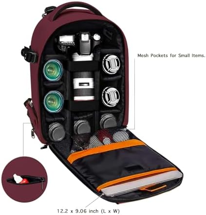 MOSISO Camera Backpack,Photography Backpack Padded Camera Bag, Wine Red - Image 2