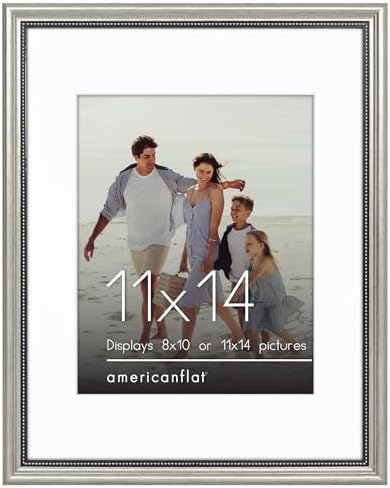 Americanflat 11x14 Vintage Picture Frame - Matted to 8x10 - Silver by Americanflat