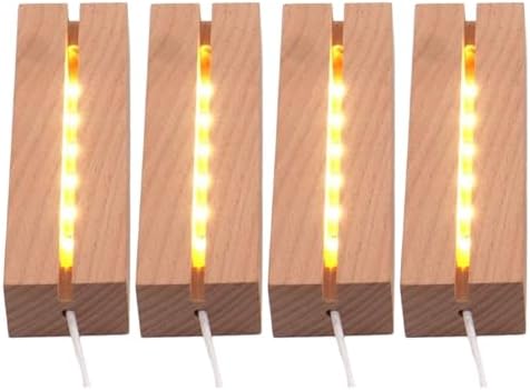 4Pcs Rectangle Wood LED Light Stand Display Base for Plexiglass Acrylic by Lyshujli