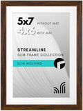 Americanflat 5x7 Picture Frame with Shatter-Resistant Glass - Use as 4x6 Frame with Mat or Display 5x7 Photo Without Mat - Streamline Collection - Picture Frames for Tabletop and Wall - Walnut by Americanflat