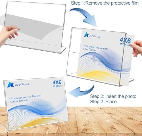 8 pack Acrylic Sign Holder 4 x 6 Inches,Clear Plastic Sign Holder Paper Photo Display，Menu Tabletop Stand，Clear Acrylic Picture Frame，Flyer Holder（Horizontal） - Image 5