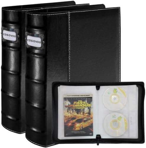 PU Leather CD/DVD Storage Binder with Zipper - 2 Pack by Salajory