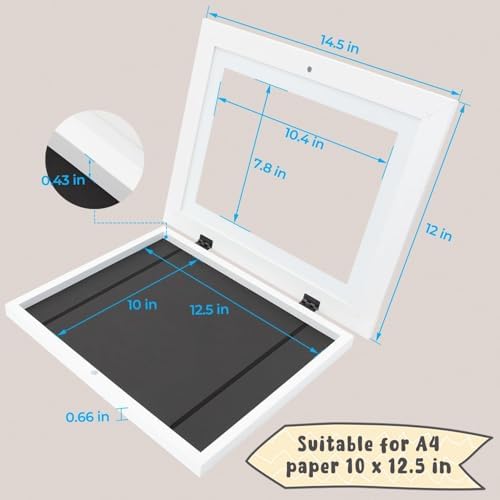 4 Pack 10x12.5 Front-Opening Kids Artwork Frames Changeable (White) - Image 3