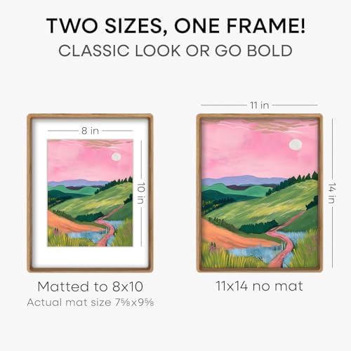 Homeforia 11x14 Mortise&Tenon Natural Oak Picture Frame, 8x10 Mat, Glass - Image 3