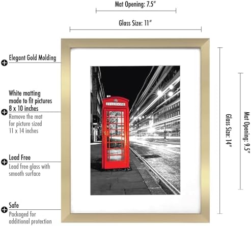 Americanflat 11x14 Picture Frame 2-Pack - Matted to 8x10 - Gold - Image 5