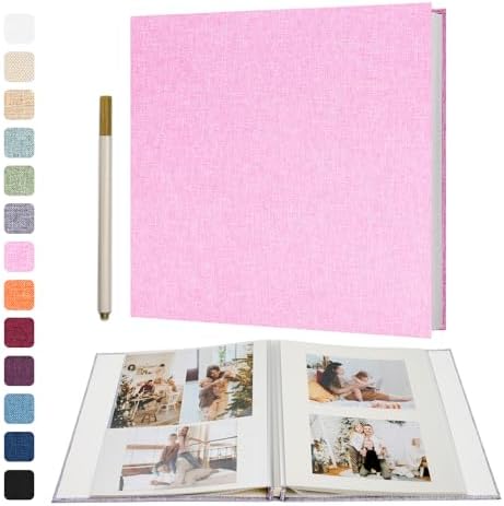 Vienrose Large Photo Album Self Adhesive for 4x6 8x10 10x12 Pictures Scrapbook Album DIY Scrap Book 40 Sticky Pages with A Metallic Pen 13"x12.6"40 Pages by Vienrose
