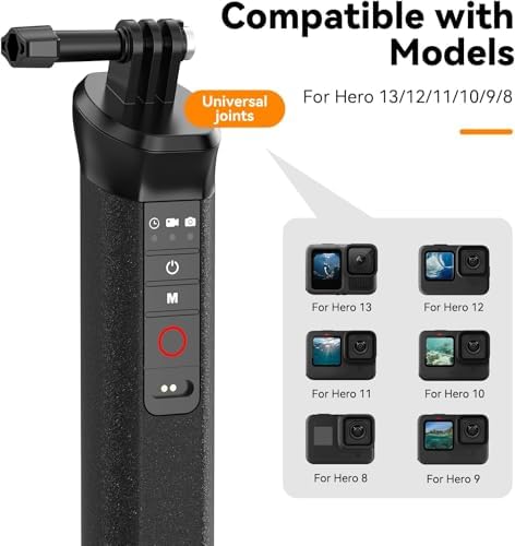 Floating Bluetooth Remote Hand Grip for GoPro Hero 13 12 11 10 9 8 Black, Waterproof Portable Vlog Selfie Stick, Pole Monopod Handle Mount Accessory for Go Pro Underwater Snorkeling & Water Sports - Image 2