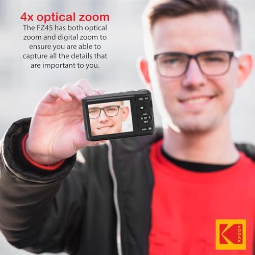 Kodak PIXPRO FZ45 Digital Camera + 32GB Memory Card + Point and Shoot Camera Case + Extendable Monopod + Lens Cleaning Pen + LCD Screen Protectors + Table Top Tripod Ultimate Bundle (Red) - Image 6