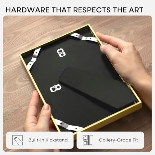 Homeforia 9x11 Gold Picture Frame, High-End Metal, 6x8 Mat, Glass - Image 5