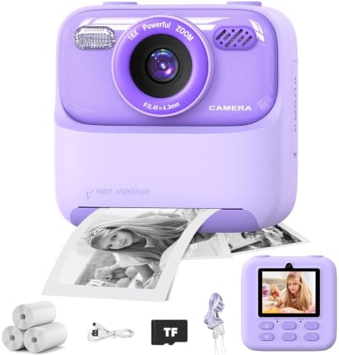 masterbee Kid Camera Instant Print Photo, Birthday Gifts for Girls and Boys, Kids Digital Camera Toys, 1080P HD Video, 3 4 5 6 7 8 9 10 11 12 Year Old Boy Gifts/Girl Gifts by masterbeeKidsCameras%7E