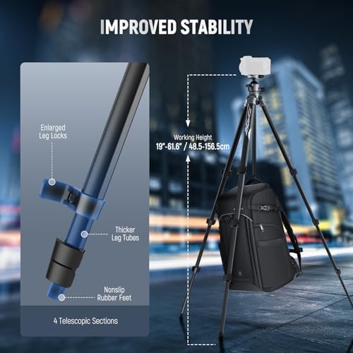 NEEWER LITETRIP LT07 61" Aluminum Travel Tripod for Camera - Image 3