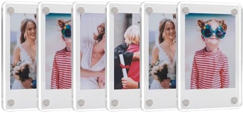 SUNEZLGO 6 Pack Acrylic Fridge Magnetic Frame for Polaroid, 2.36x3.54 In Mini Picture Frames for Fujifilm Instax Mini, Double Sided Photo Refrigerator Magnet Picture Frame, Clear Picture Display Frame by SUNEZLGO