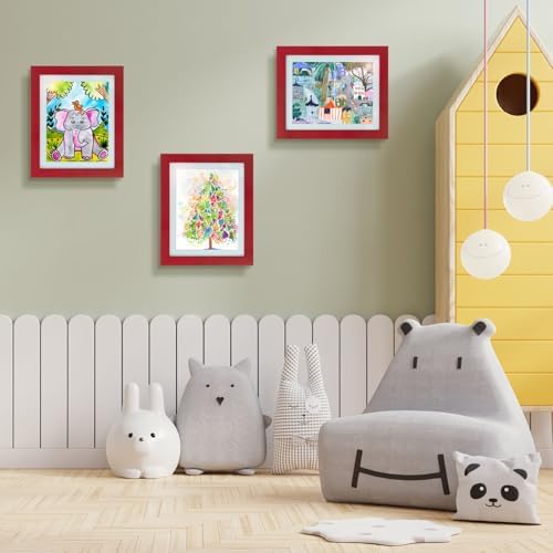 2 Pack 10x12.5 Front-Opening Kids Artwork Frames Changeable (Red) - Image 6