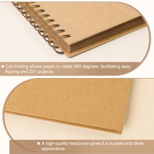 Scrapbook Album 8x8 Inches 40 Pages Hardcover Kraft Paper Brown - Image 5