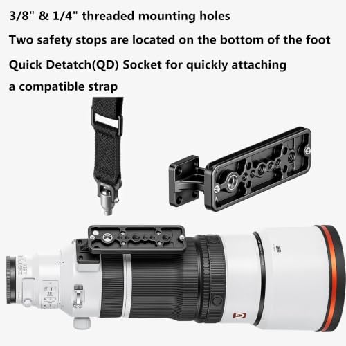 Leofoto SF-06 Replacement Lens Foot for Sony FE 100-400mm F4.5 GM OSS Lens (SEL100400MC), Arca-Swiss Dovetail Tripod Collar Foot with QD Socket, 1/4" & 3/8" Threads, CNC Aluminum Low-Profile Base - Image 4