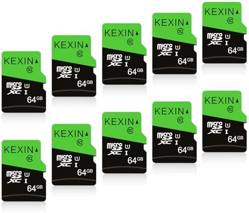KEXIN 64GB Micro SD Card 10 Pack with SD Adapter microSDXC Memory Card UHS-I C10 U1 Micro SD Cards Bulk Full HD High Speed TF Card for Smartphone Tablet Action Camera Dash Cam Game Console, 10Pack 64G by Home