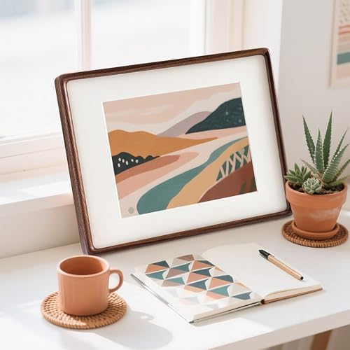 Handcrafted 11x14 Walnut Picture Frame, Matted to 8x10 with HD Plexiglass - Image 2
