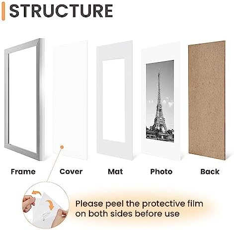 upsimples 8x10 Picture Frame, Gallery Wall Frames Set of 5, Silver - Image 3