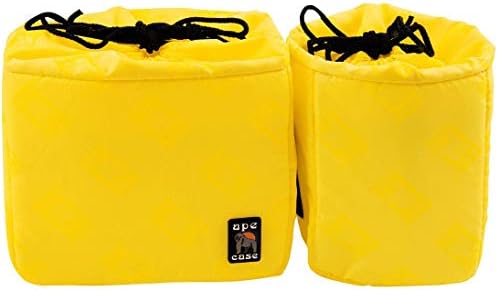 Cubeze Duo (ACQB 41) Flexible Padded Storage Bags; Removable & Adjustable Padded Inserts; Drawstring Closure; Hi-Vis Yellow Interior; Exterior Pockets for Accessories; Yellow (2 Pack) by ApeCase