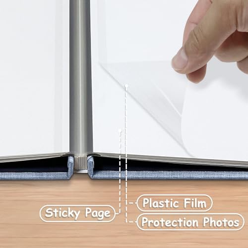 Large Photo Album Scrapbook – Holds 4x6, 8x10 Pictures – Self-Adhesive Pages for Baby, Wedding, Travel & Family Memories | Includes Metallic Pen & Scraper/Light Blue Large DIY Memory Book for Gifts - Image 5