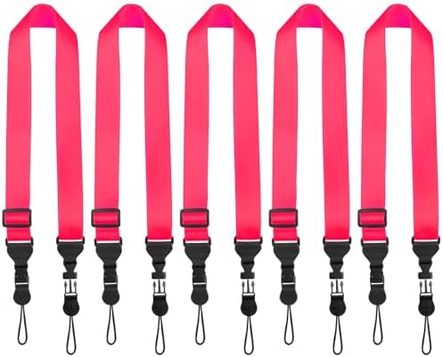 FIEIL 5 Pack Nylon iPad Strap, Adjustable Camera Neck Strap, Comfortable Shoulder Strap for iPad, Cellphone Tablet, Camera, Laptop, Binocular, Luggage Bag(Rose red Universal Neck Lanyard) by FIEIL
