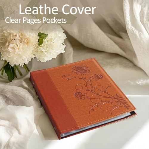 Photo Album 8x10 2 Packs Clear Pages Pockets Leathe Cover Slip Slide in Photo Album Each Holds 100 Vertical 8x10 Photos Picture Book for Wedding Family (Brown) - Image 4