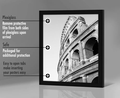 Americanflat 20x24 Poster Frame - Black Engineered Wood with Polished Plexiglass - Wide Picture Frame for Vertical or Horizontal Wall Display - Epic Collection - Black - Image 3