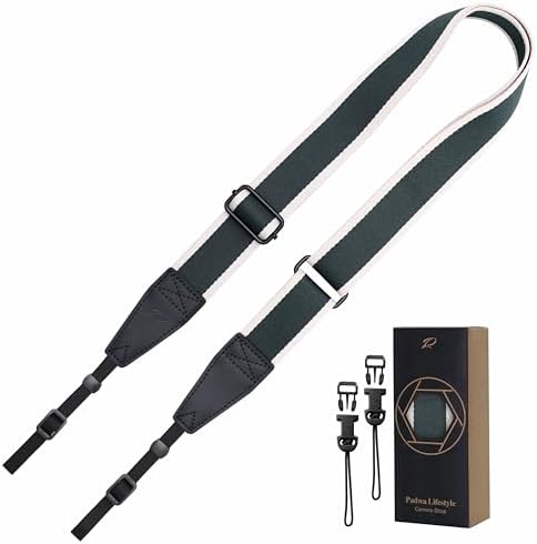 Padwa Lifestyle Adjustable Camera Strap - 1.5" Top Layer Cowhide Head Camera Straps for Photographers, Cotton Adjustable Neck Shoulder & Crossbody Strap Quick Release for All Cameras and Binoculars by PadwaLifestyleCameraStrap
