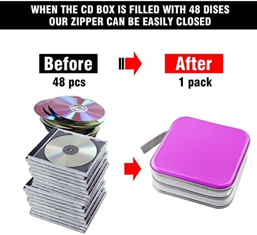 48‑Capacity Hard Plastic CD/DVD Binder for Car, Home & Travel - Image 4