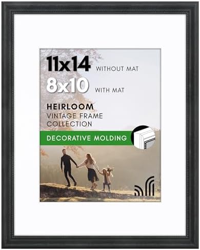 Americanflat 11x14 Vintage Picture Frame - Matted to 8x10 - Black by Americanflat
