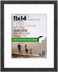 Americanflat 11x14 Vintage Picture Frame - Matted to 8x10 - Black by Americanflat