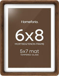 Homeforia 6x8 Mortise&Tenon Walnut Picture Frame, 5x7 Mat, Glass by Homeforia