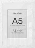 Homeforia A5 White Oak Picture Frame, High-End Wood, A6 Mat, Glass by Homeforia
