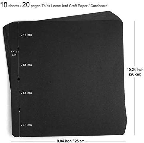10 Sheets Double Sided 9.84 x 10.24 inch Refill Pages - Acid Free Additional Thick Craft Paper Cardboard for All Series ADVcer 10x10 Three-Ring Loose-Leaf Binder Photo Album Scrapbook (Black) - Image 2