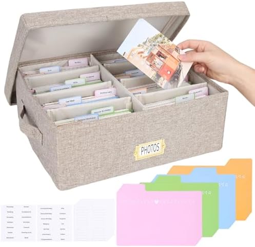 Photo Storage Organizer Box with Dividers(4x6 Photos, Brown) by Unknown