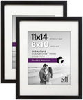Americanflat 11x14 Picture Frame with Shatter-Resistant Glass - Set of 2 - Use as 8x10 Frame with Mat or Display 11x14 Photo Without Mat - Signature Collection - Picture Frames for Wall - Black by Americanflat