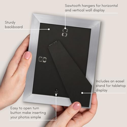 Americanflat 5x7 Picture Frame - Matted to 4x6 - Engineered Wood - Silver - Image 5