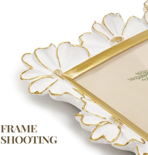 Cuspin White and Gold 5x7 Picture Frame Ornate Floral Vintage Resin Frame - Image 5