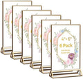 6 Pack Acrylic Sign Holder 4x6 Gold Frames, Wedding Table Number Holders Double Sided Vertical Clear Display Stand, Picture Holders for Tables, Menus, Flyers, Party and Office Decor by DECOHOBO