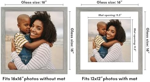 Americanflat 16x16 Picture Frame - Matted to 12x12 - Grey Wood - Image 2