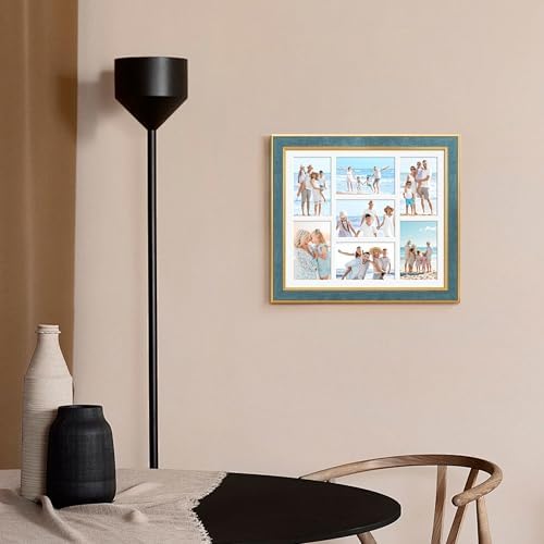 Suede 13.5x15.5 Picture Frame Display 7 Opening 4x6 Picture Frames Collage Wall Decor with Mat,Multi Photo Frame for Plexiglass,Wall Decor,1Pack,Blue - Image 6