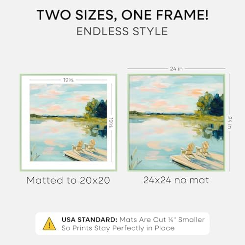Homeforia 24x24 Green Picture Frame, High-End Metal, 20x20 Mat, Glass - Image 2