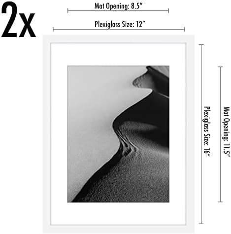Americanflat 12x16 Picture Frame 2-Pack - Matted to 9x12 - White - Image 2
