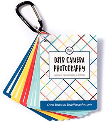 DSLR Cheat Sheet Cards for Canon, Nikon and Sony Cameras - Plastic Quick Reference Photography Cards | Camera Settings, Exposure & Manual Mode (Bright) by Snap+Happy+Mom