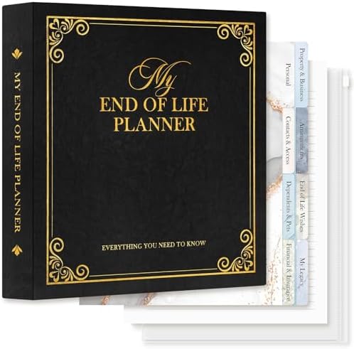 Lanpn End of Life Binder Organizer Death Planner 8.5"x11", Final Wishes & Estate Document Folder with 8 Dividers & 10 Letter Size Binder Pockets, When I Die Journal Before Death Life Plan Book, Black by Lanpn