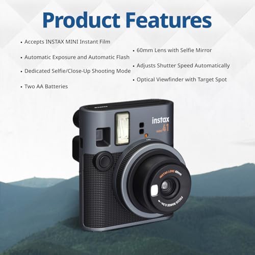 FUJIFILM Mini 41 Instant Film Camera Bundle – Instant Photo Camera with Fujifilm Mini Film (20 Sheets), Photo Album, Batteries, Cleaning Cloth & Accessories – Great Gift for Kids, Teens & Beginners - Image 4
